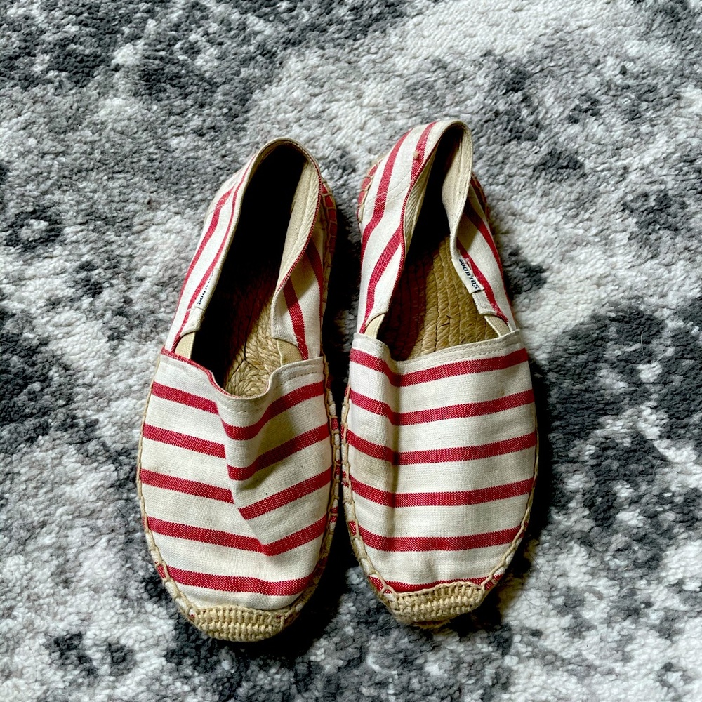 Soludos red and cream espadrilles